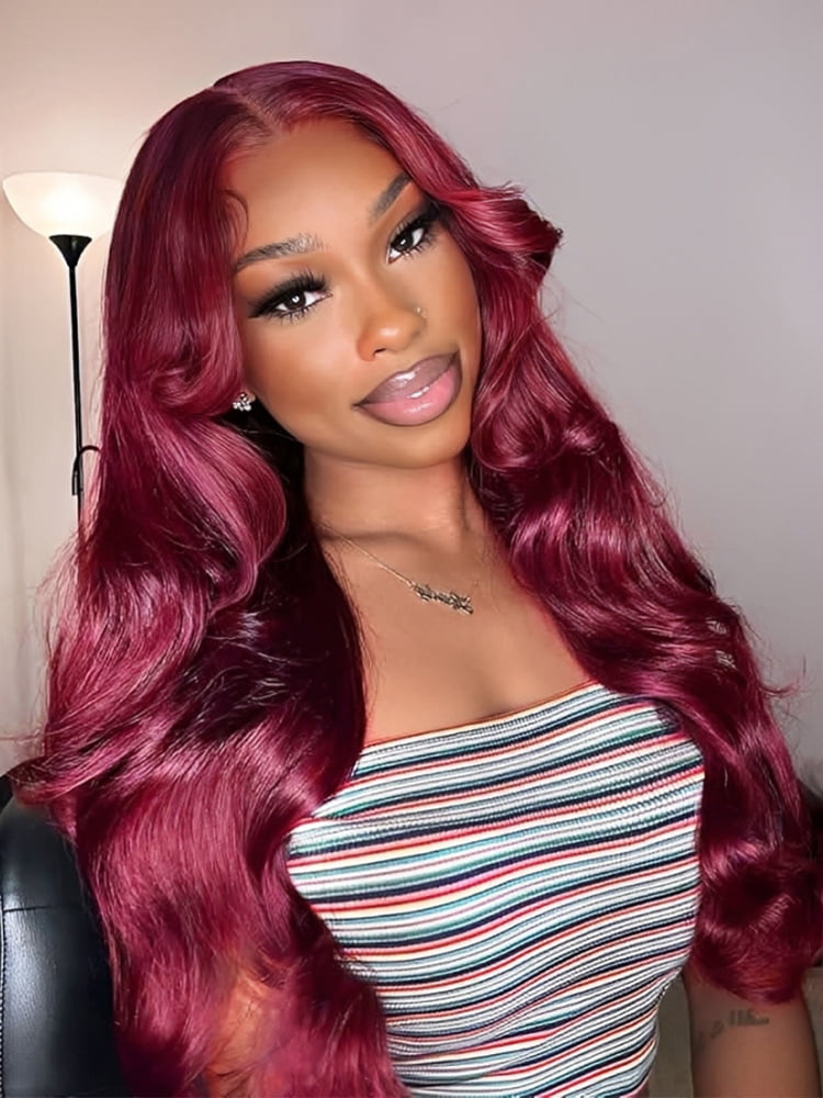 Burgundy Human Hair 13x6 Lace Frontal Wig