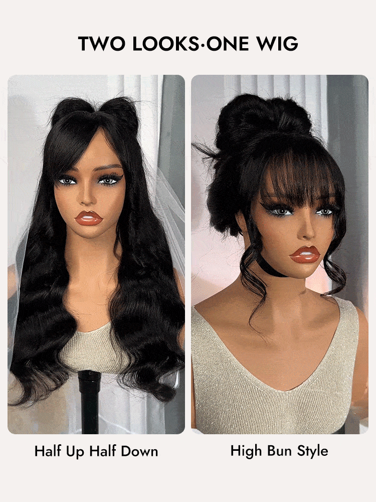 Body Wave Hair Wig With Airy Bangs 
