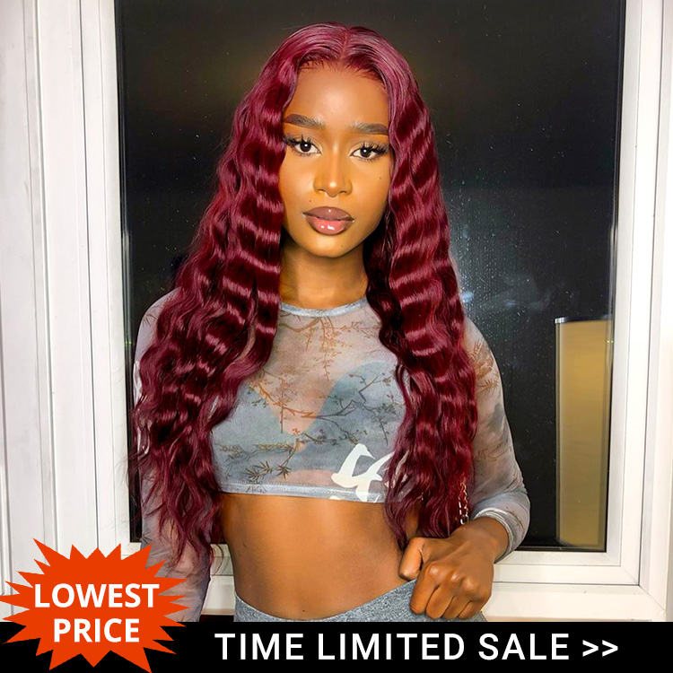 burgundy loose deep wave wigs