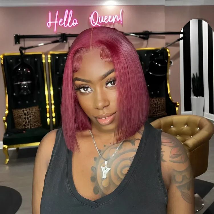 99j burgundy bob wig
