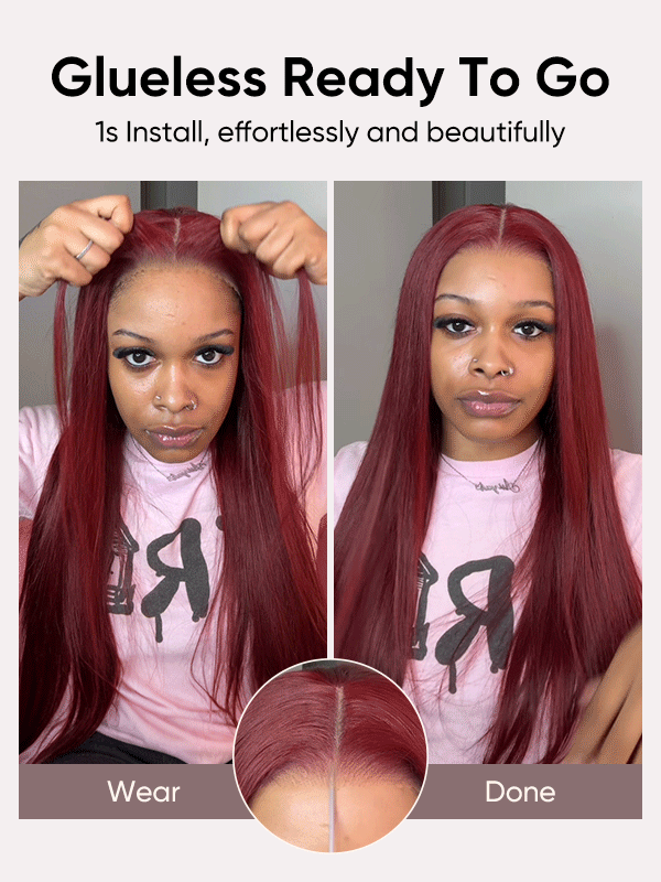 Cherry Cola Red Glueless wig