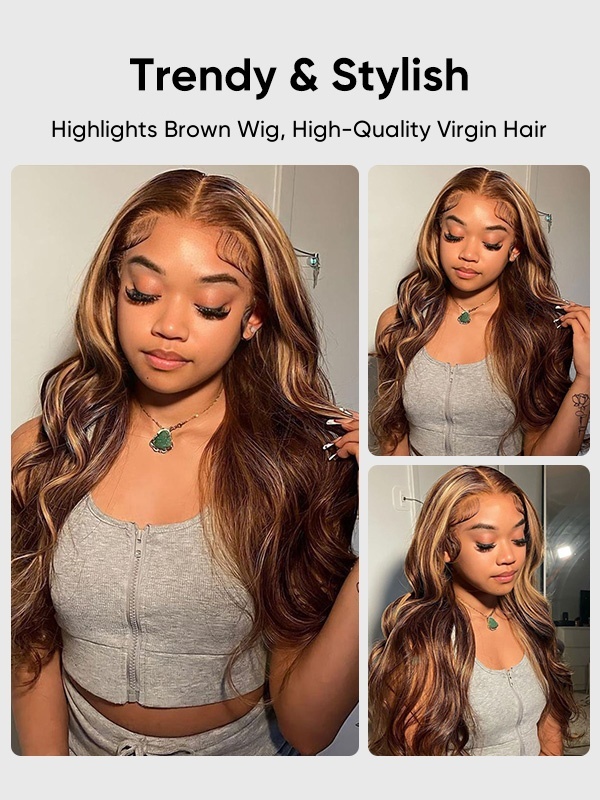 highlight brown body wave wig