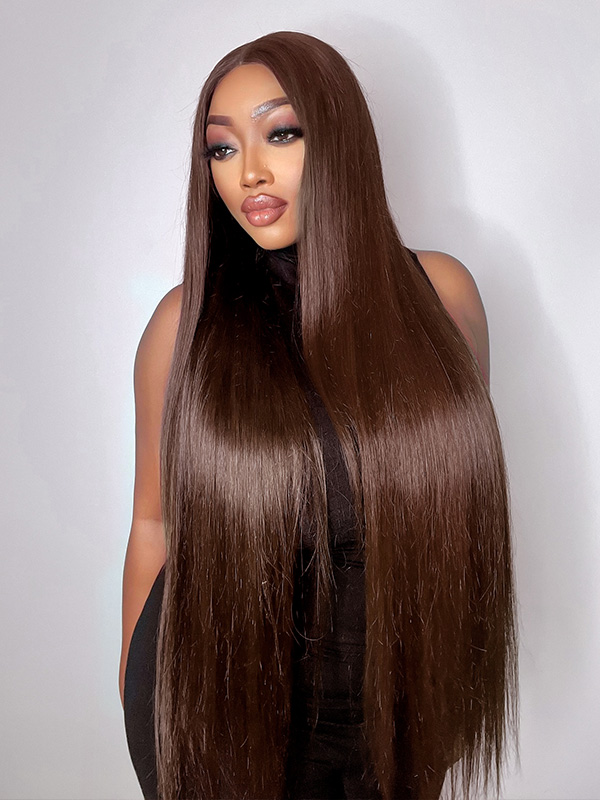 dark brown glueless wig
