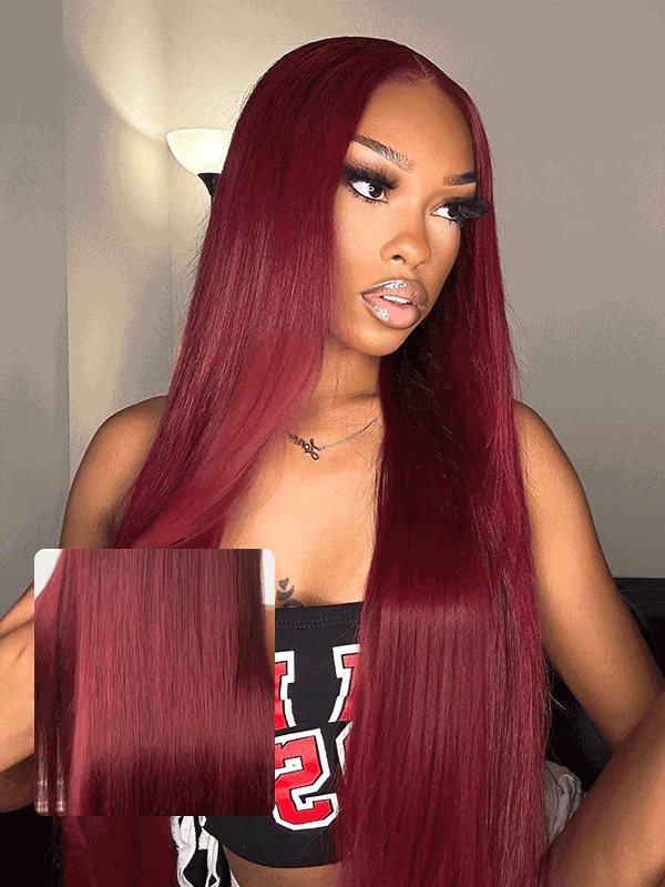 Burgundy Straight Lace Front Wig