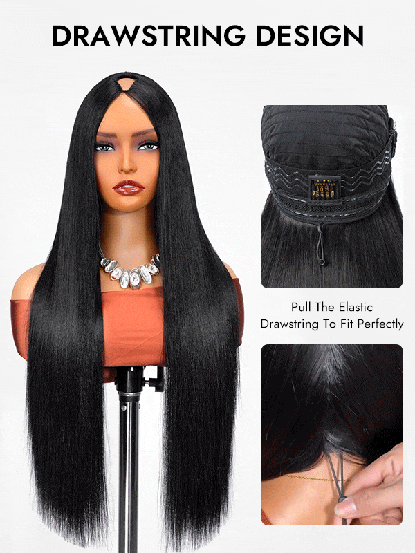 Light Yaki Elastic Drawstring V Part Wigs