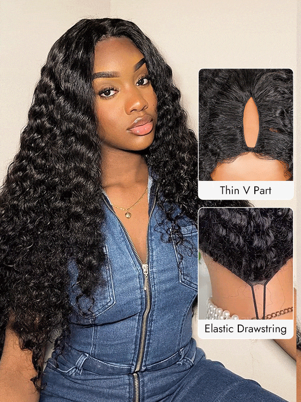 V Part Wig With Elastic Drawstring