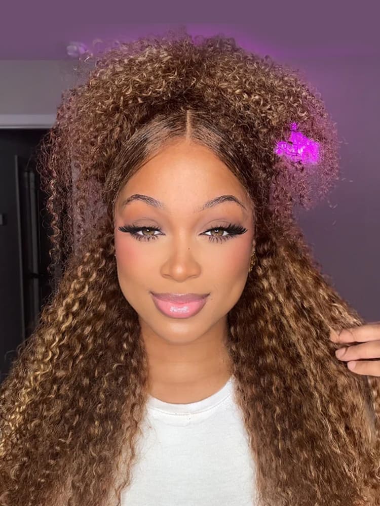 Brown Highlight Curly wig