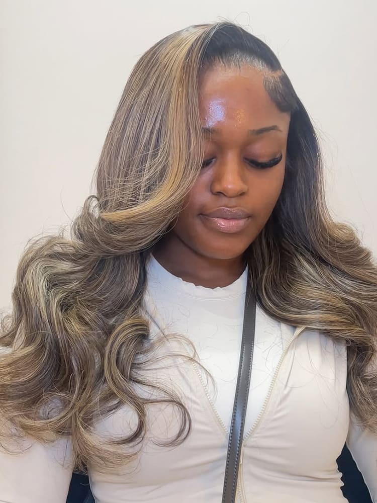 Blonde Highlights Glueless Wig With Kash Doll Curls