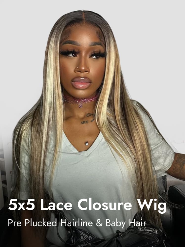 Balayage Highlight 5x5 Lace Closure Wig