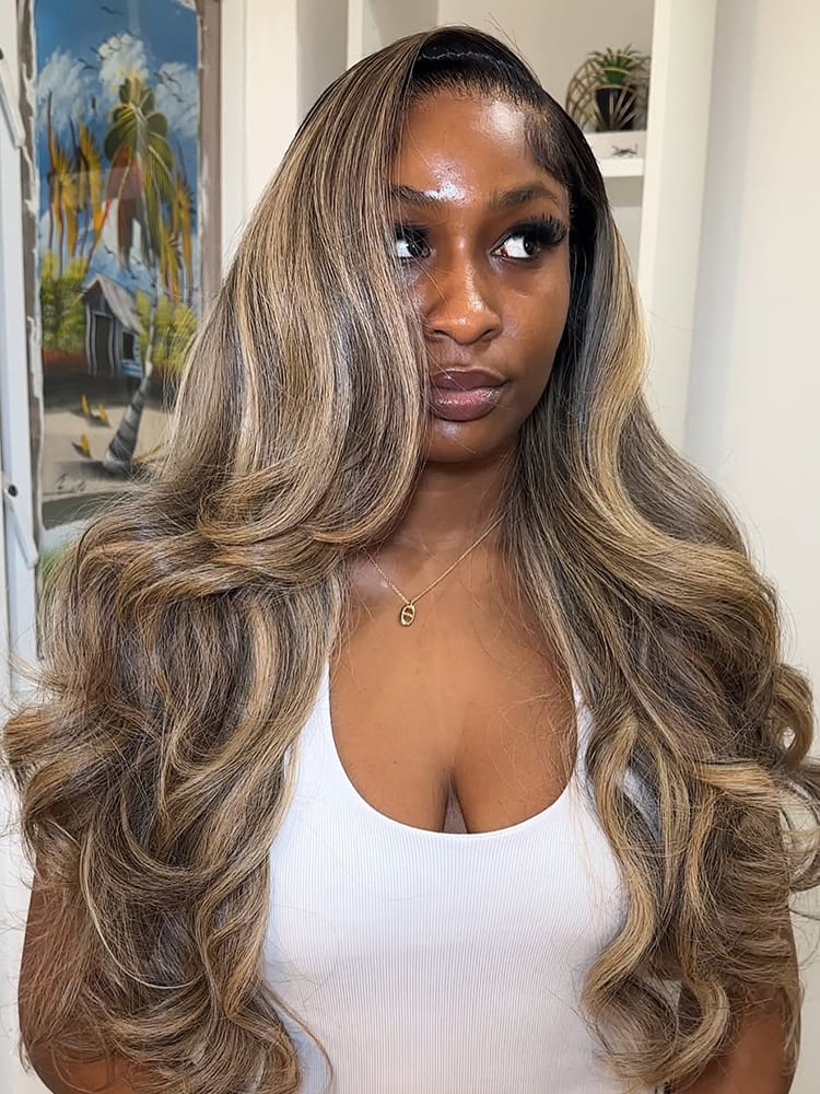 Blonde Highlights Human Hair Glueless Wig