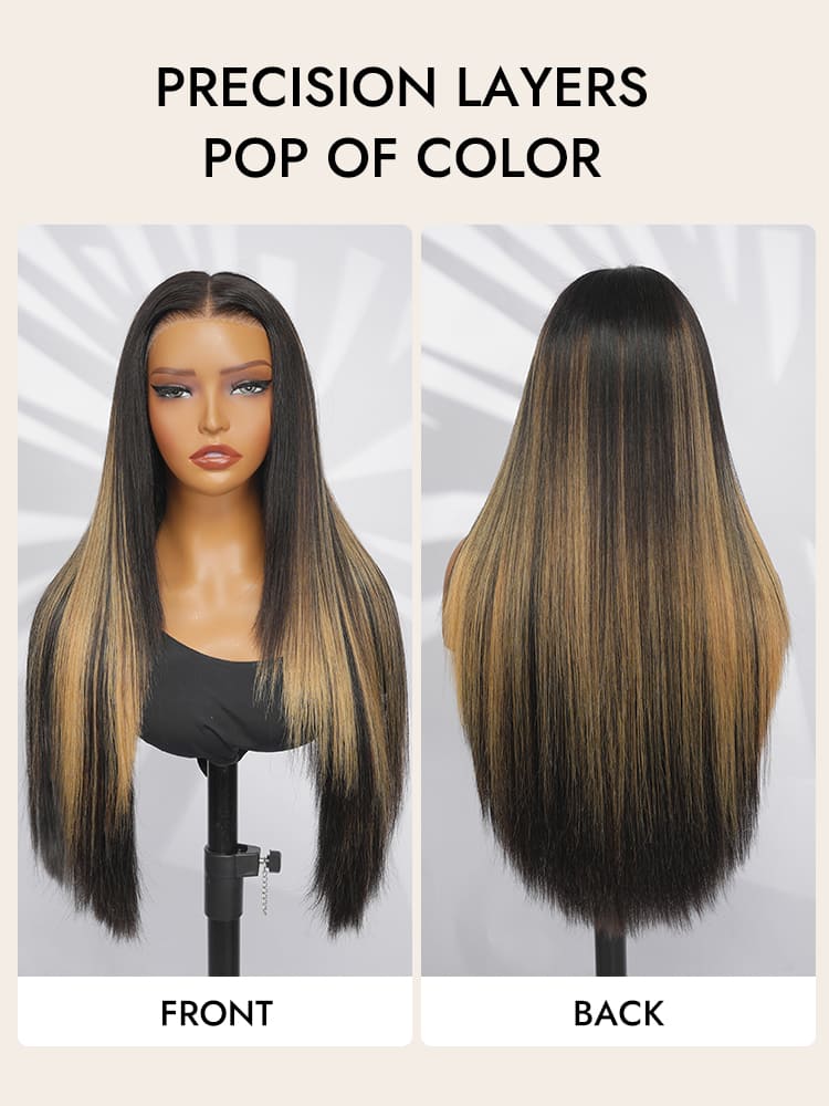 Highlight Layered Straight Human Hair Wigs
