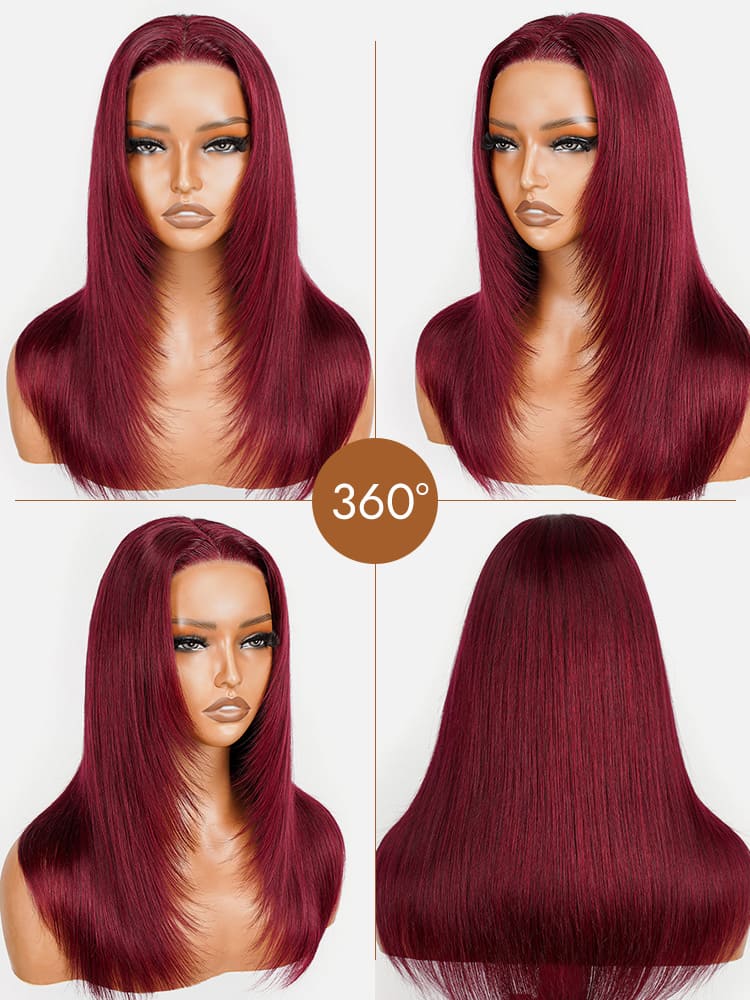 Layered Cut Burgundy Wigs
