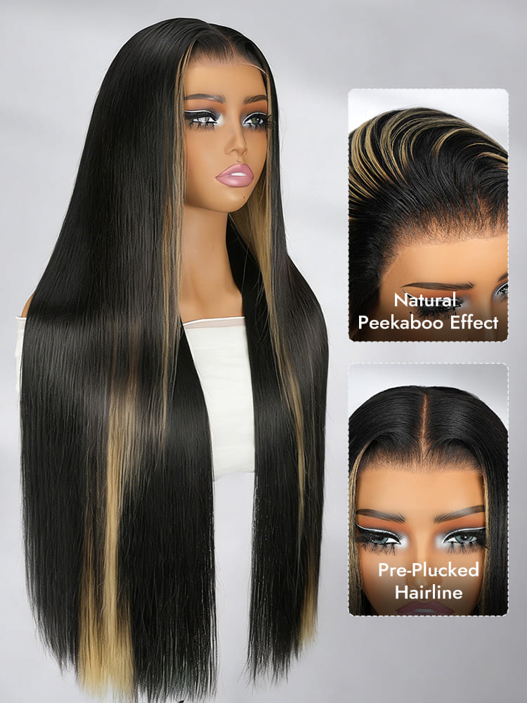 Skunk Stripe Peekaboo Highlight Glueless Wig