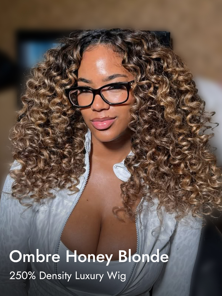 Ombre Honey Blonde Highlights Curl Wig