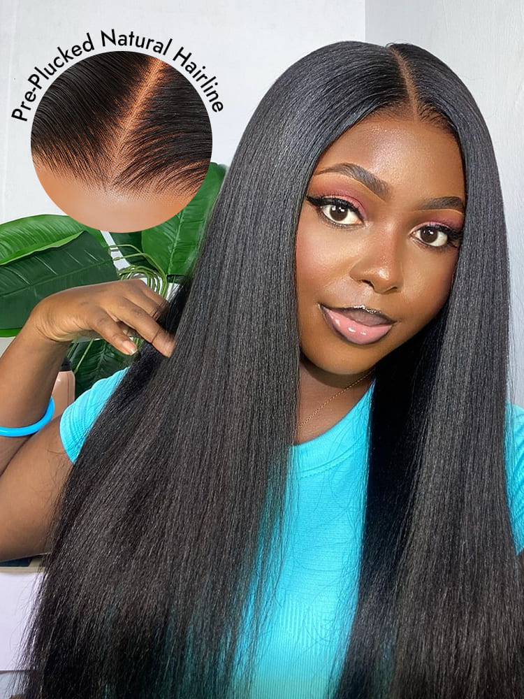 Light Yaki Straight Wigs With Pre-Plucked Hairline