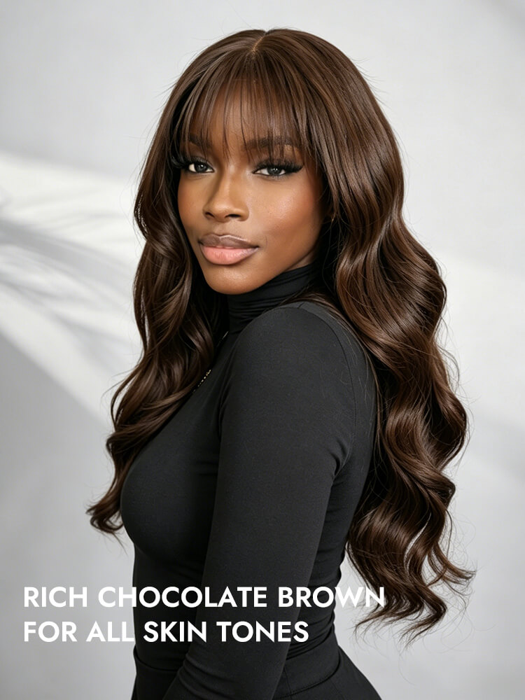 chocolate brown body wave 5x5 glueless wig 