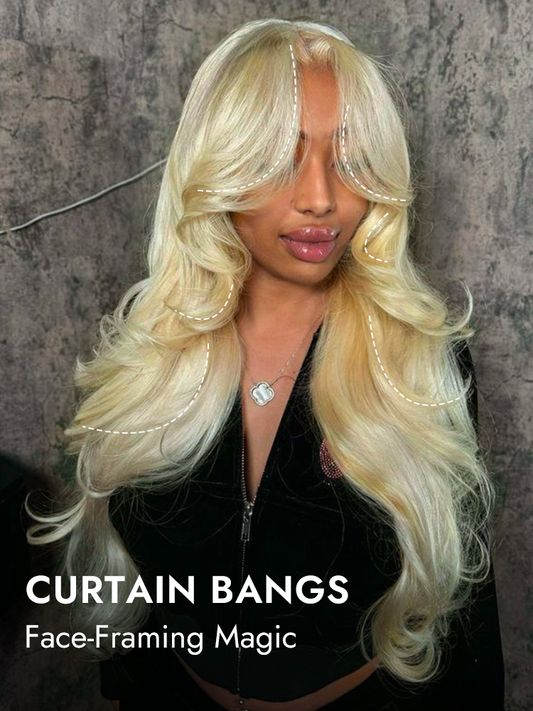 Curtain Bangs Glueless Lace Hair Wig