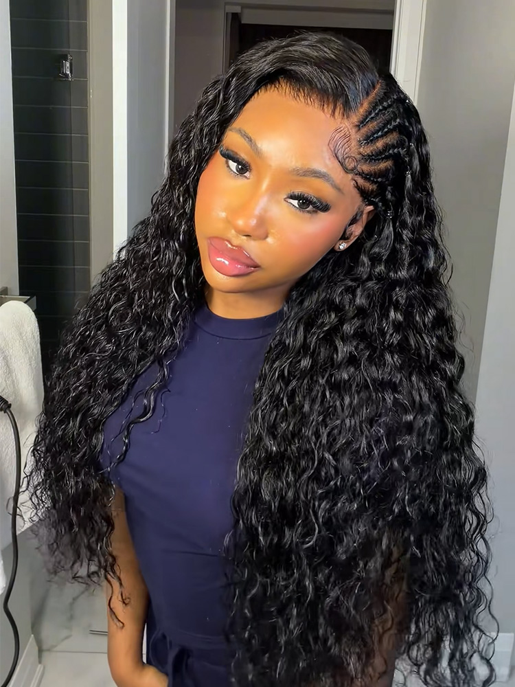 Side Pre-Braided Water Wave Hair