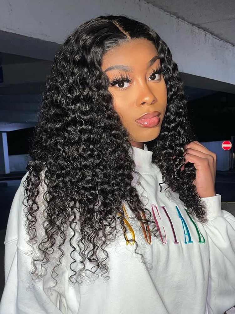 deep wave glueless lace wig