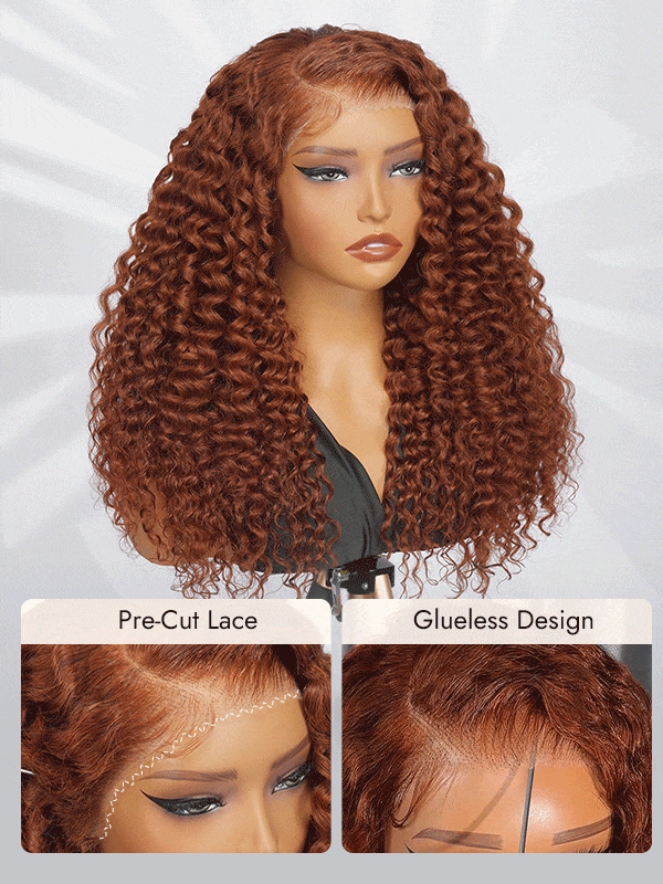 Copper Orange Deep Wave Glueless Wig