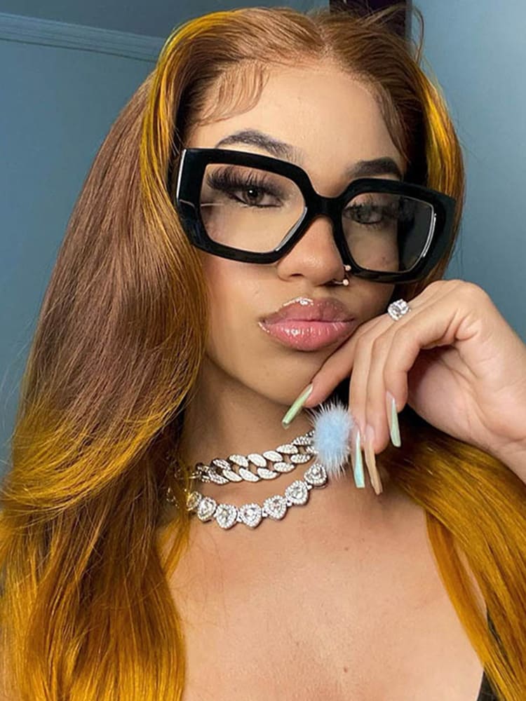Ginger Brown Highlight Wig Human Hair
