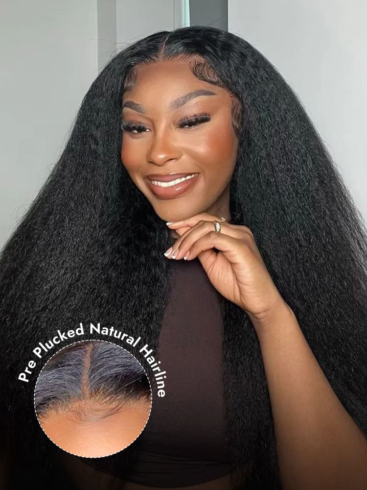 Kinky Straight Wig With Plucked Hairline