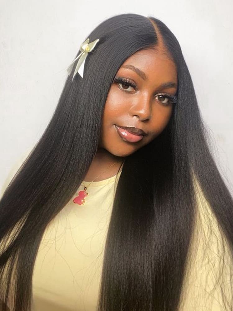 Yaki Straight Thin V Part Wig