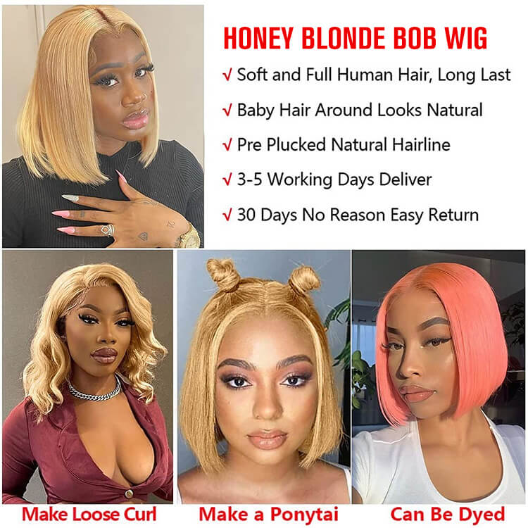 #27 Honey Blonde Bob Wig