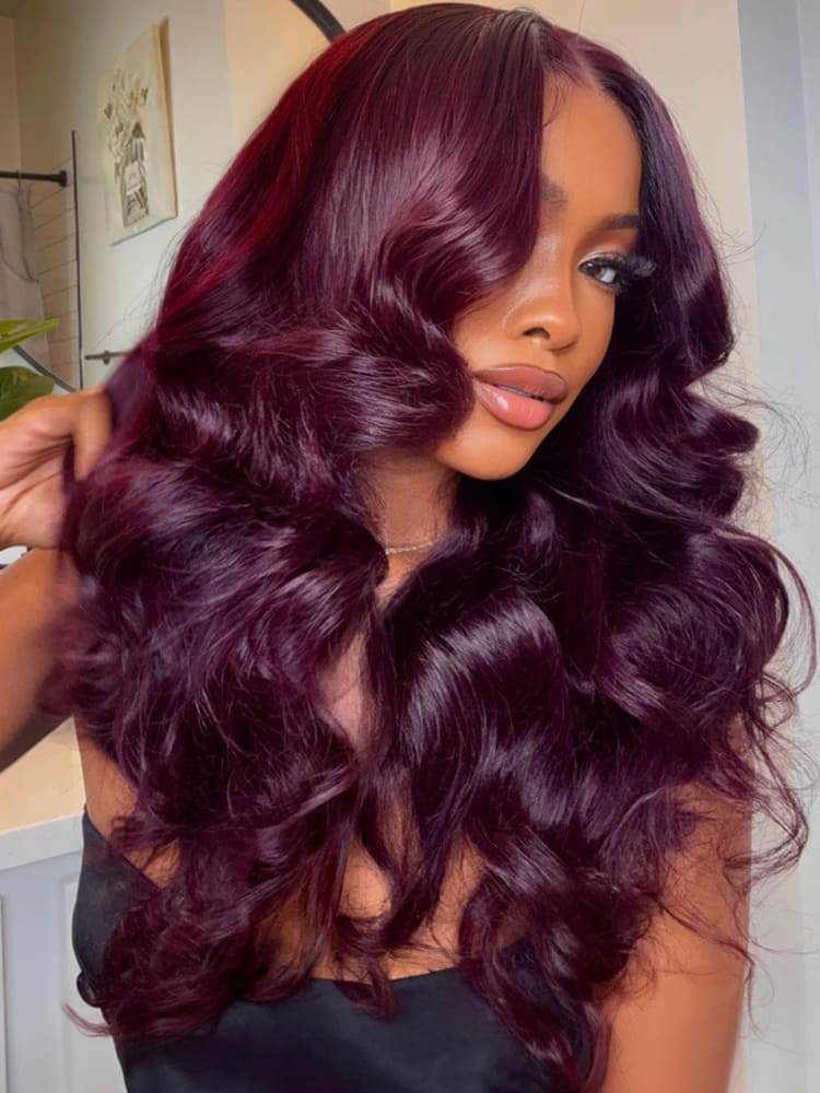 Black Cherry Glueless Lace Wig