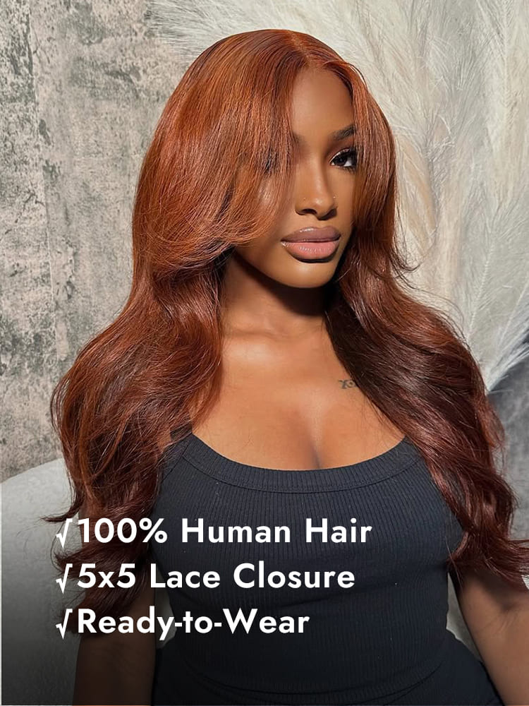 Copper Brown Body Wave Wig