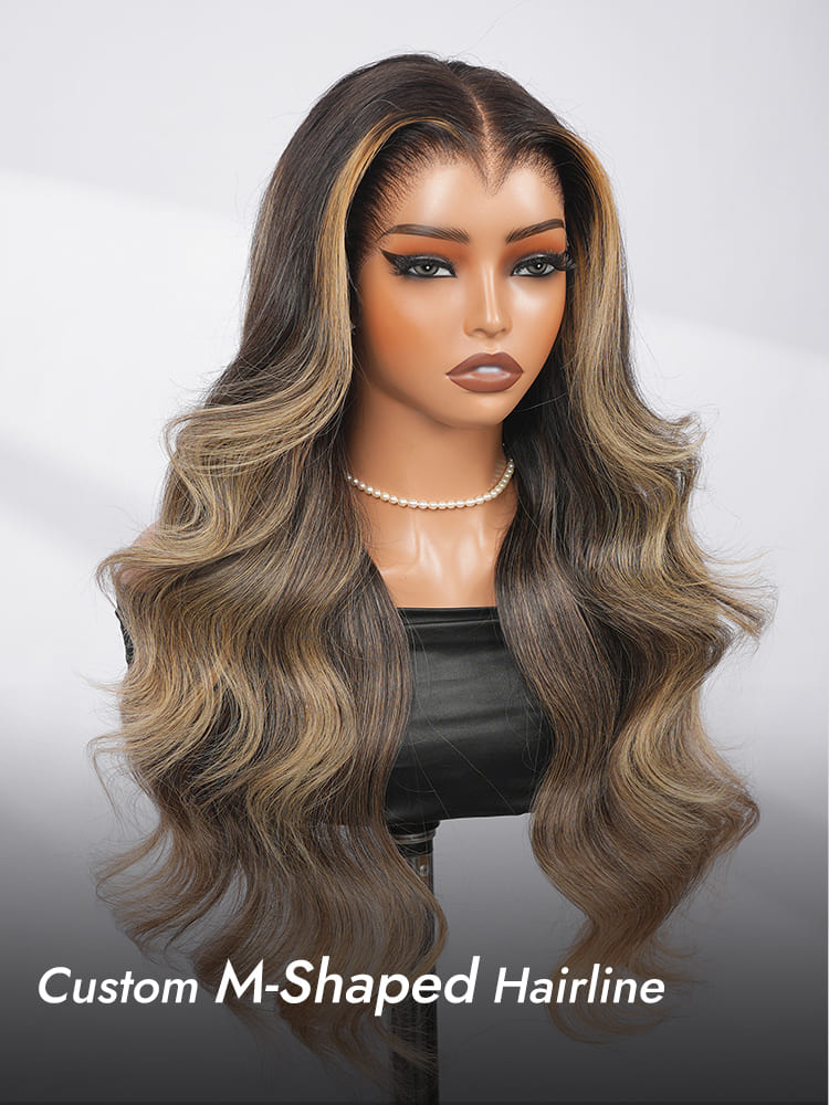 Skunk Stripe Highlight Body Wave Wig
