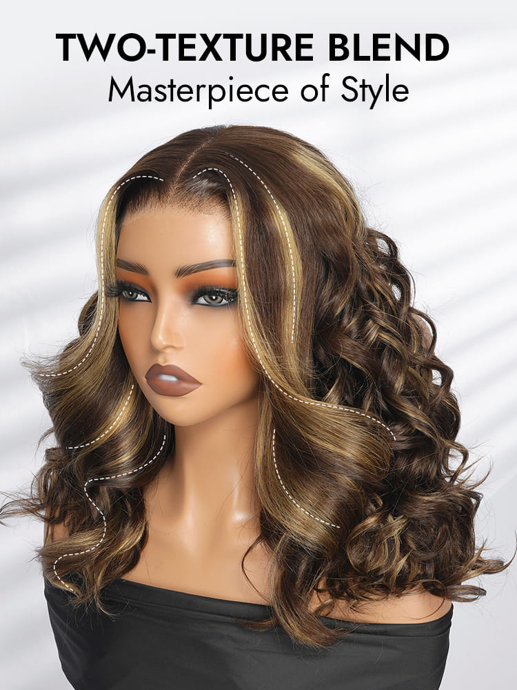Blonde Highlight Dual-Texture Wigs