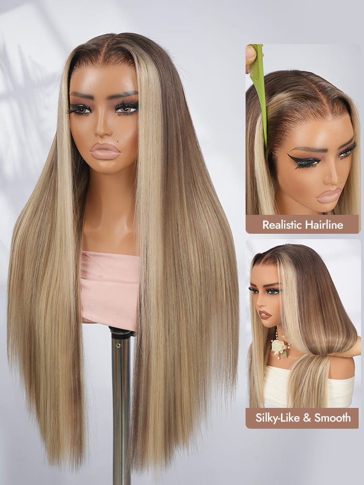 Balayage Highlight Straight Glueless Wig