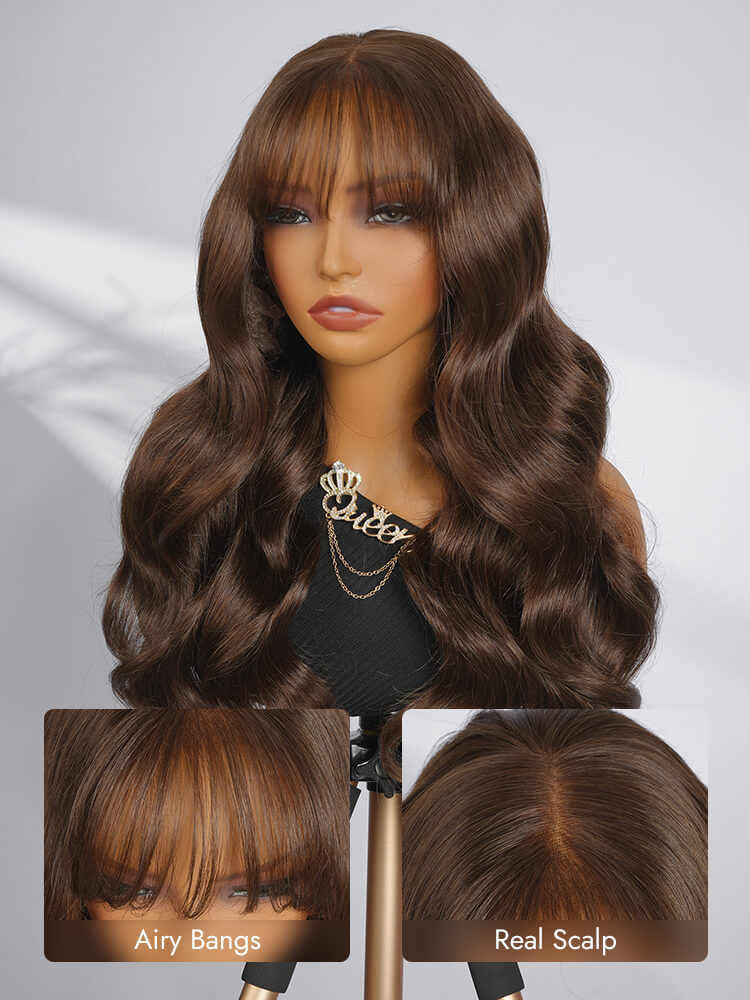 chocolate brown body wave wig 