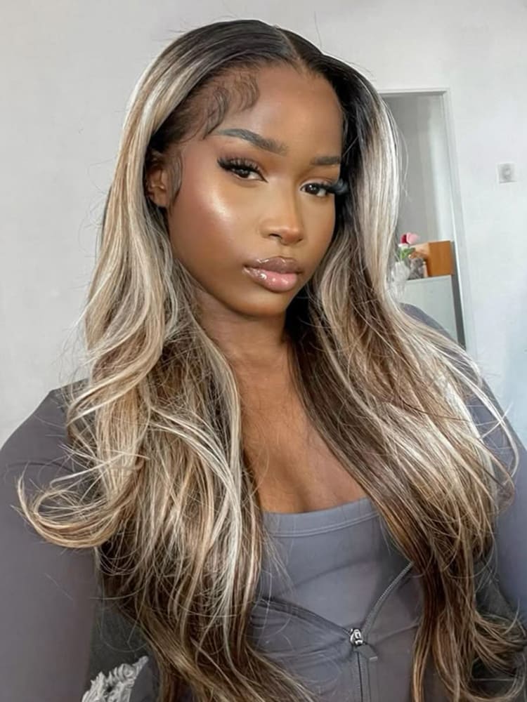 Blonde Highlight  Straight Wig