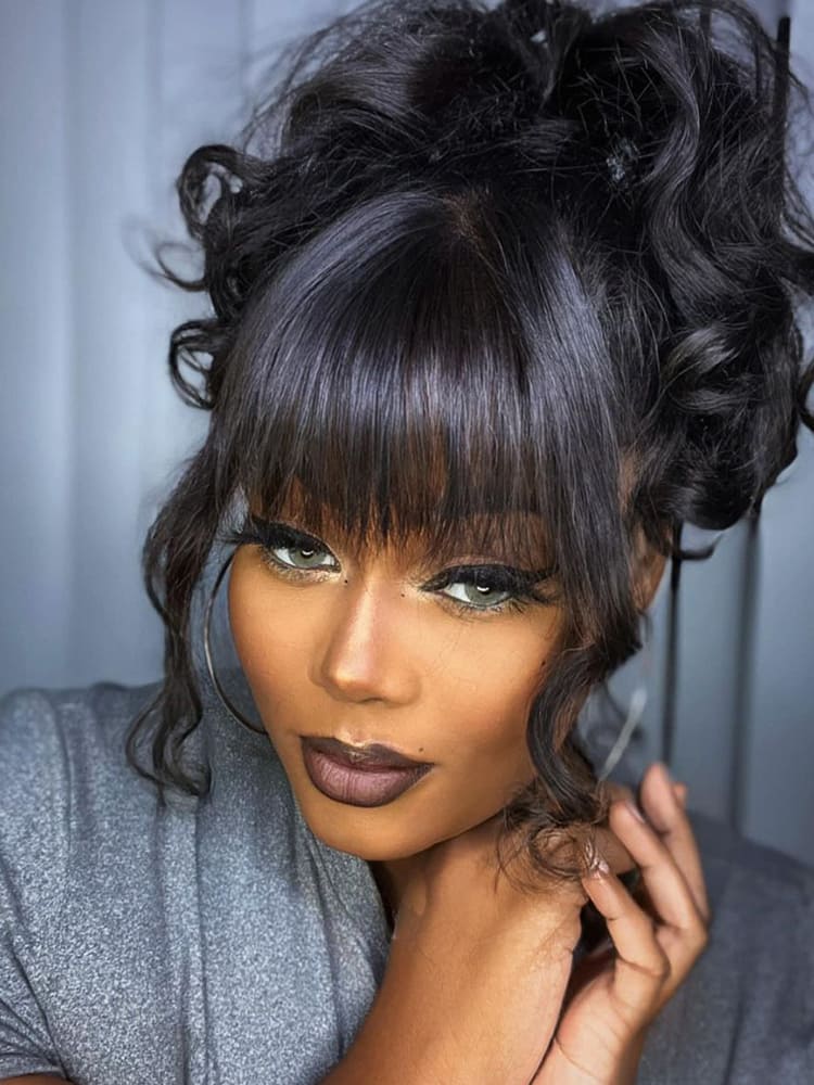 360 Messy Bun Wig With Airy Bangs