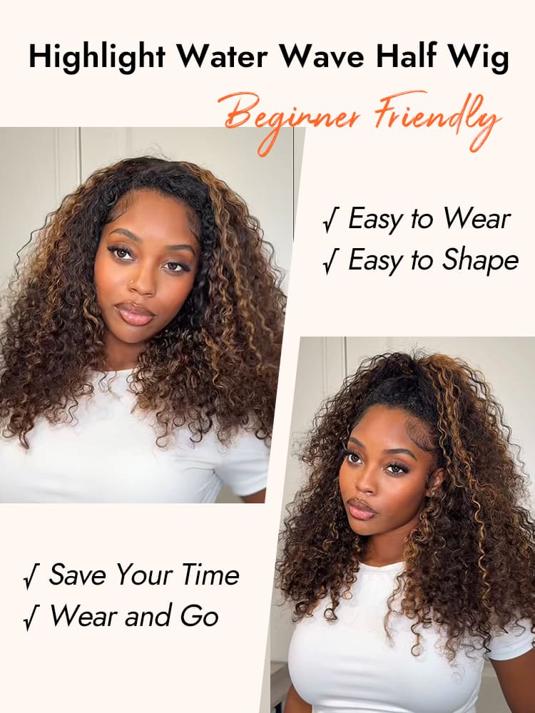 Versatile Water Wave Half Wig