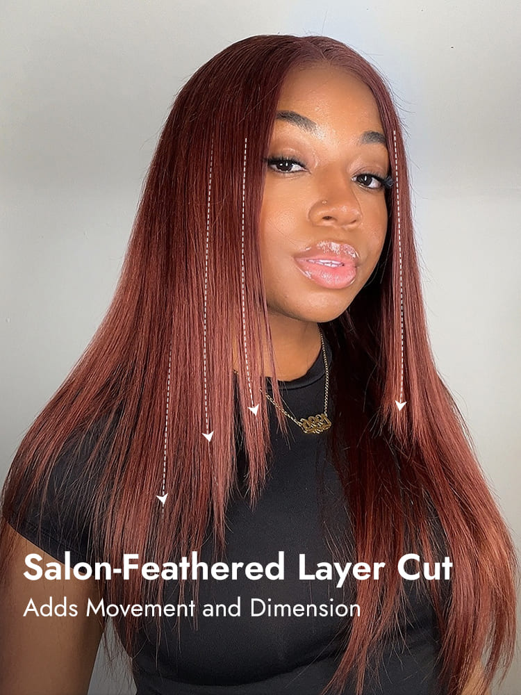 Reddish Brown Layer Cut Straight Wig