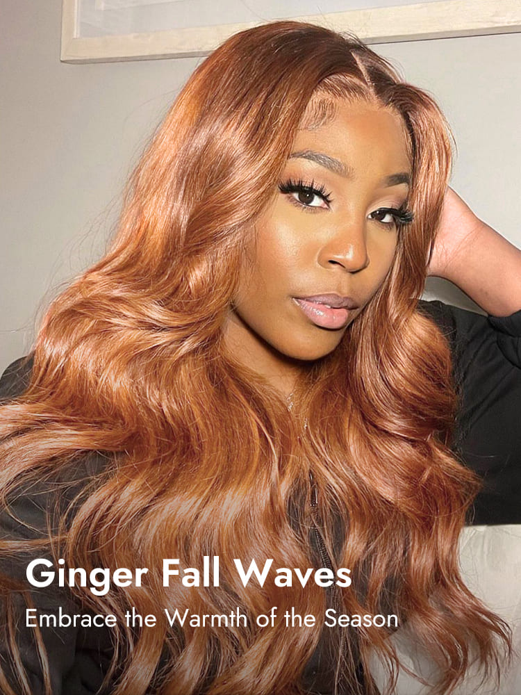 Layered Ombre Ginger Human Hair Wigs 