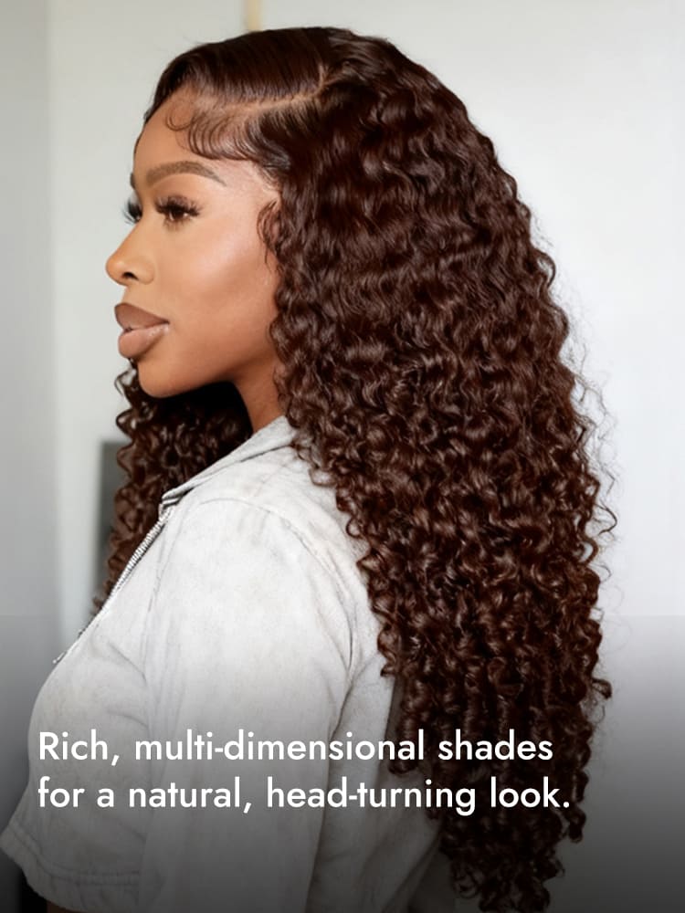 Brown Burmese Curly Transparent Lace Wigs