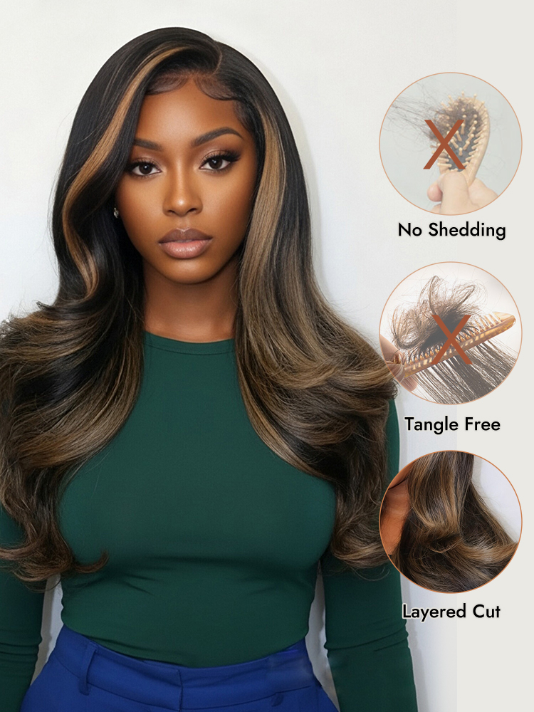 Highlight Layered Wavy 5x9 Lace Closure Wig