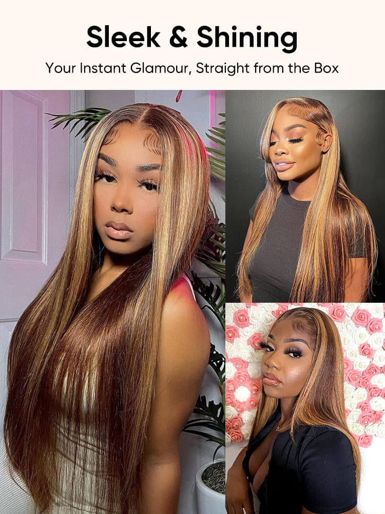 Highlight Sleek Straight Lace Closure Wigs