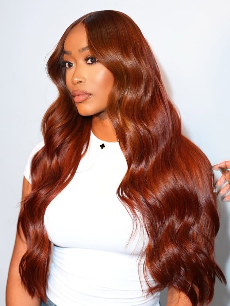 Orange Brown Body Wave Hair Wig