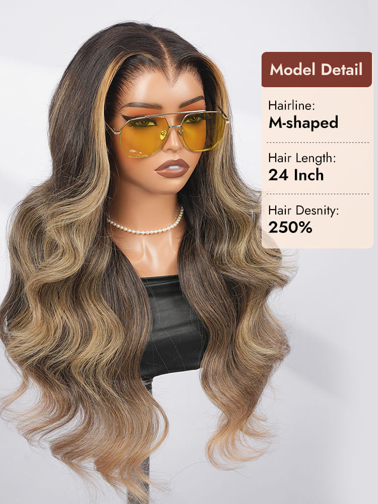 M Hairline Skunk Stripe Highlight Lace Wig