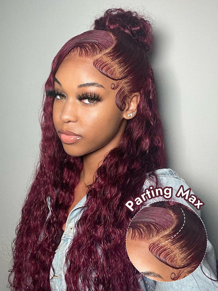 Cherry Cola Red Deep Wave C Part Wig