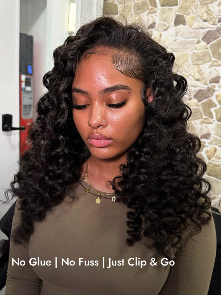 Wand Curls Half Wig With Baby Hair