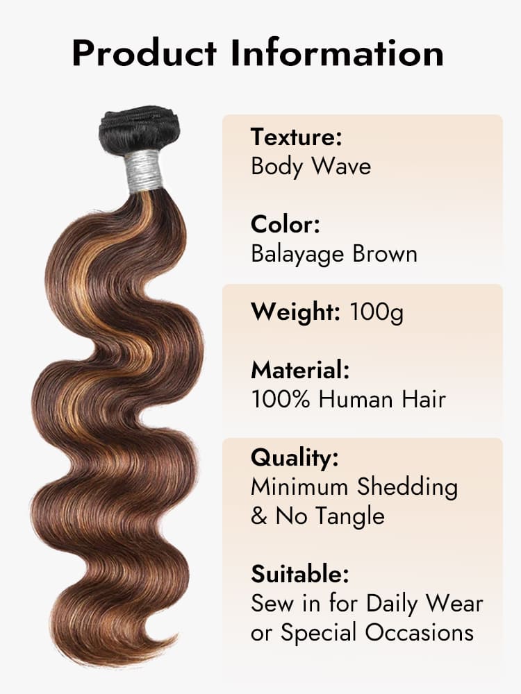 Balayage Brown Human Hair 1 Bundles