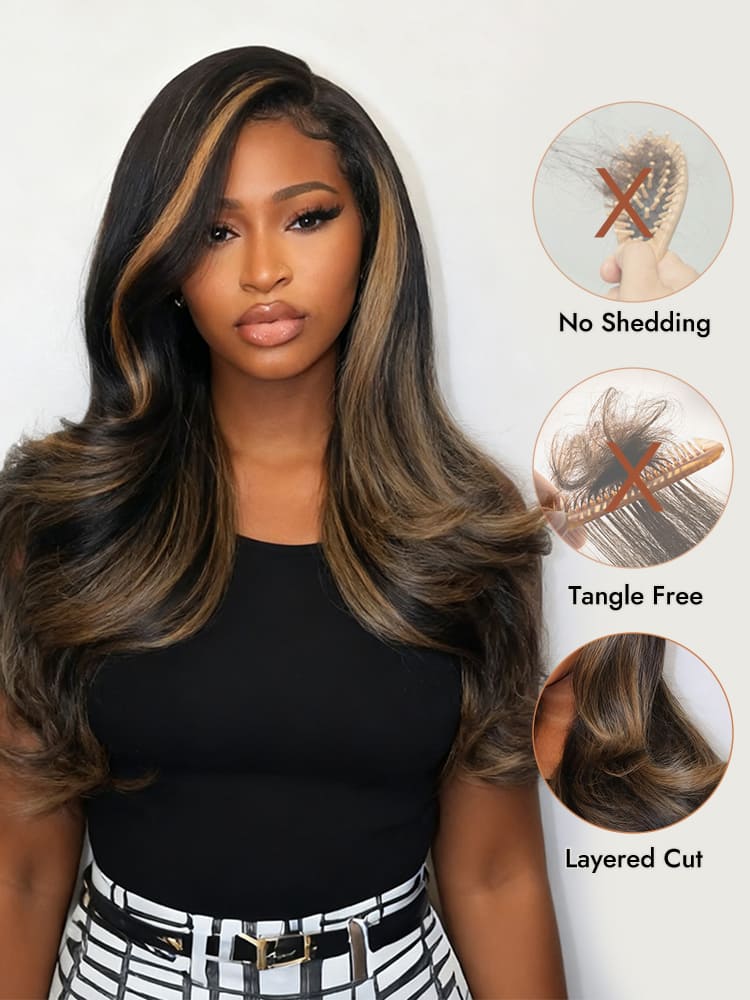 Highlight Layered Wavy 5x9 Lace Closure Wig