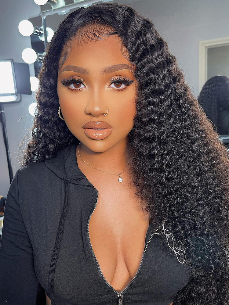 [Point Redeem]Glueless Deep Wave 7x5 Lace Closure Human Hair Wigs 20inch