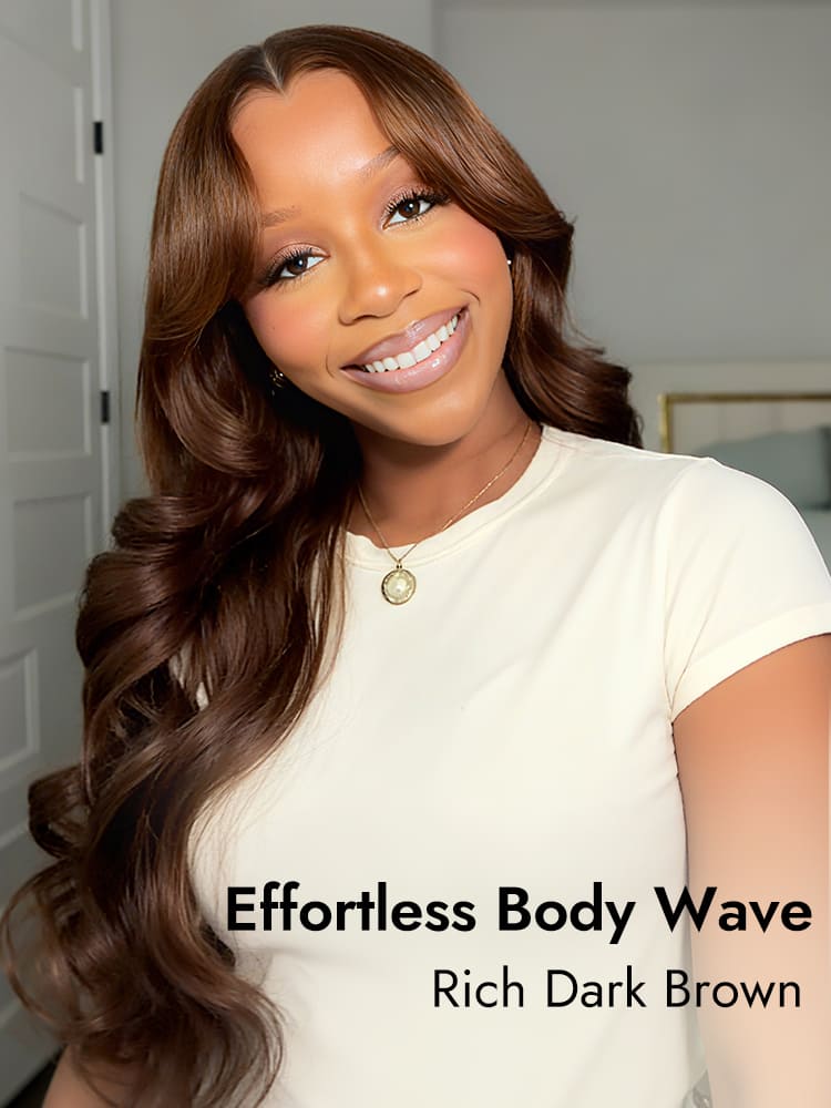 Brown Body Wave Wig With M Hairline